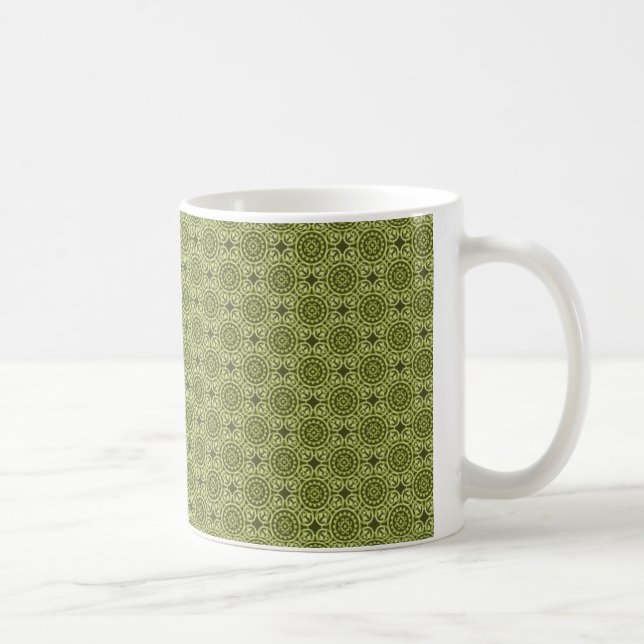 Café Caneca de Círculos Elegantes, Verde-Oliva (Direita)