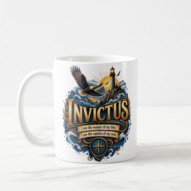 Café Caneca de Citação Inspiradora Invictus (Esquerda)