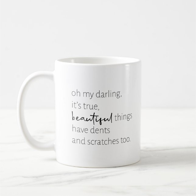 Café Caneca de Citação Inspiradora | Preto e Branco  (Esquerda)