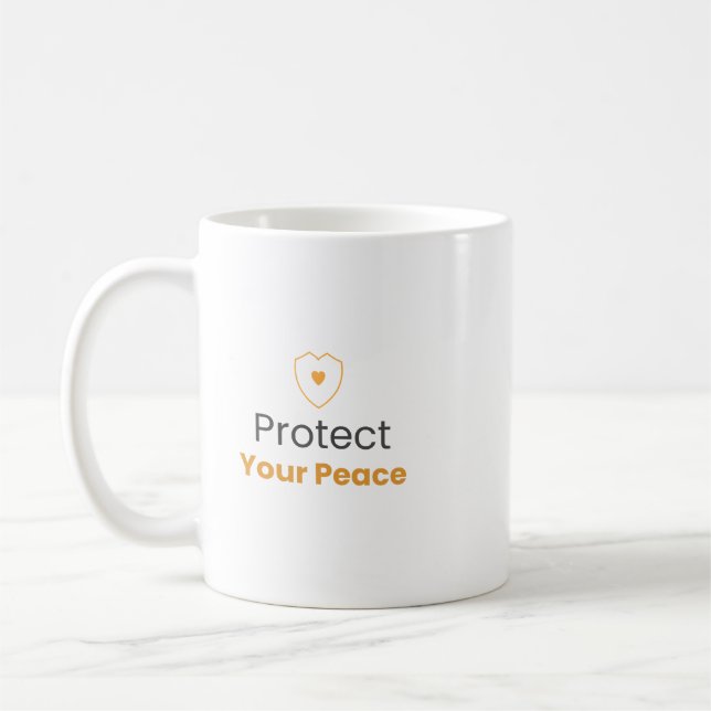 Café Caneca de Citação Minimalista Proteja Sua Paz (Esquerda)