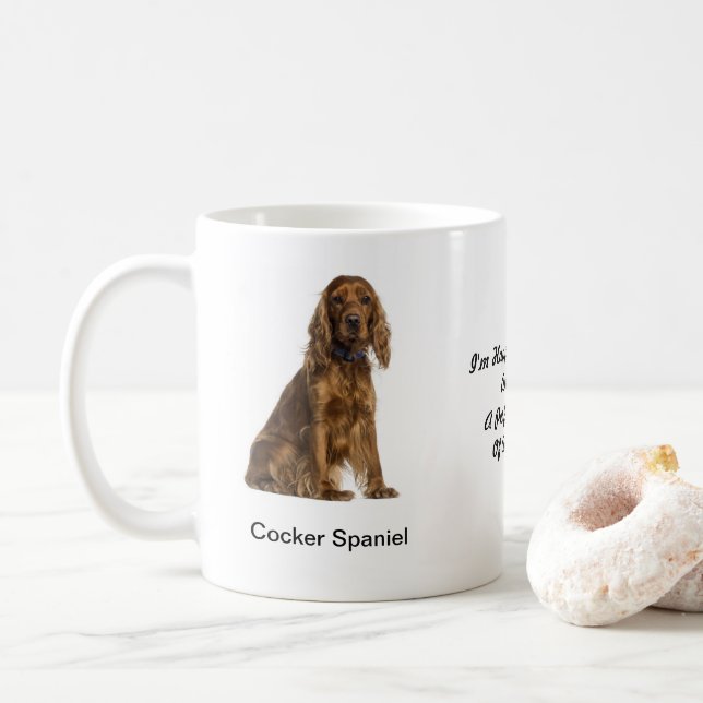 Café Caneca de cocker spaniel - com duas imagens e um (Com Donut)