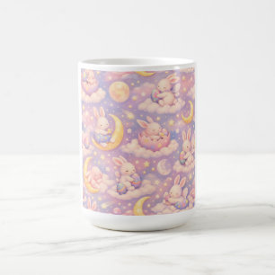 Café Caneca de Coelho Pastel Fofa – Lua e Nuvens Kawaii
