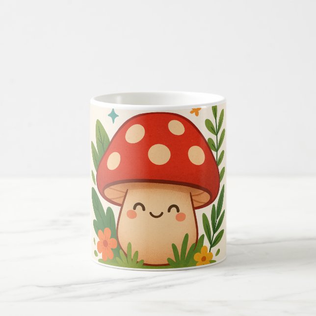 Café Caneca de Cogumelo Estético Fofo (Centro)
