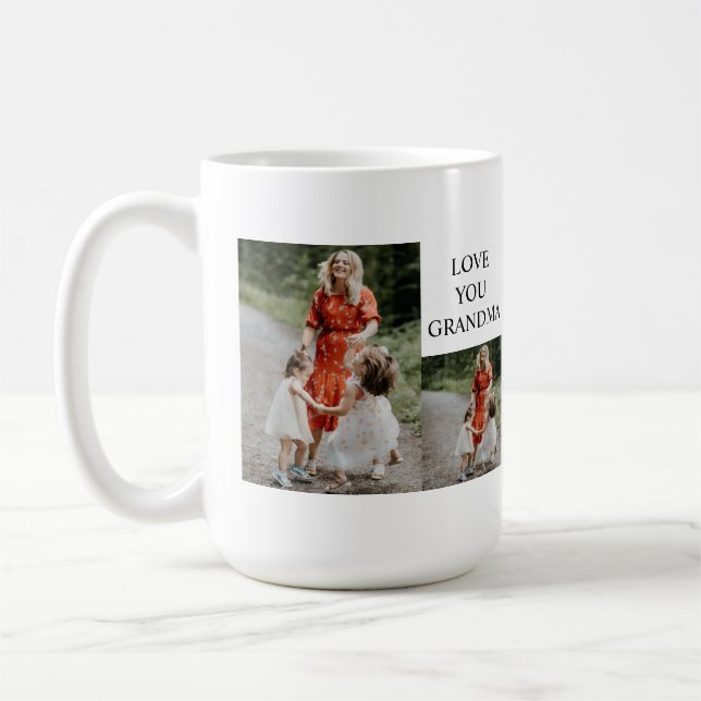 Café Caneca de Colagem de Fotos com Texto Personalizado (Esquerda)