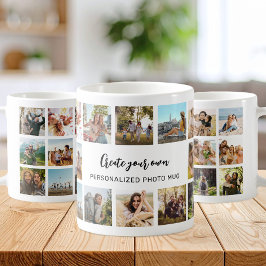 Café Caneca de Colagem de Fotos Personalizadas Com Text