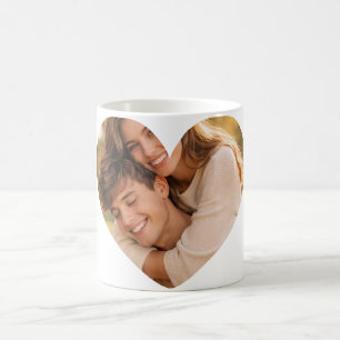 Café Caneca de Coração com Foto Personalizada de Casal