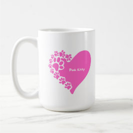 Café Caneca de coração com patas de gatinho rosa para m