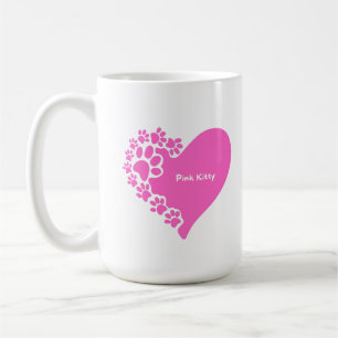 Café Caneca de coração com patas de gatinho rosa para m