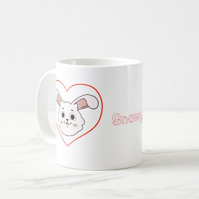Café Caneca de Coração de Coelho Adorável - Presente pa (Frente Esquerda)