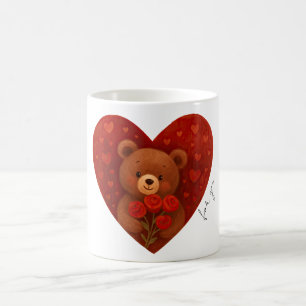 Café Caneca de Coração de Urso Teddy Fofo – Personaliza