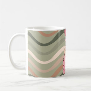 Café Caneca de coração dedo - rosa e cinza