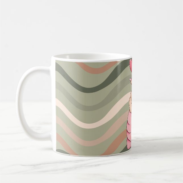 Café Caneca de coração dedo - rosa e cinza (Esquerda)