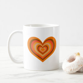 Café Caneca de Coração Listrado Retro - Laranja no Bran