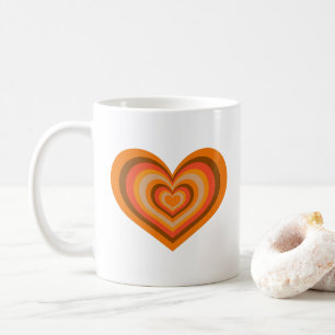 Café Caneca de Coração Listrado Retro - Laranja no Bran