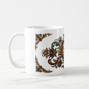 Café Caneca de Coração Rosemaling de Herança Nórdica - 