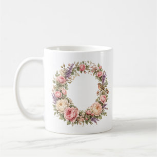 Café caneca de coroa de rosas