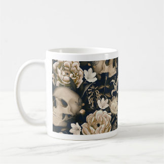 Café caneca de crânio floral