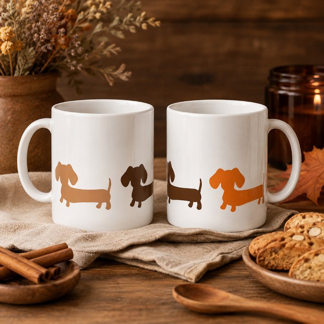 Café Caneca de Dachshund Cores Marrom Terroso (Dachshund Mug Earthy Brown Colors)