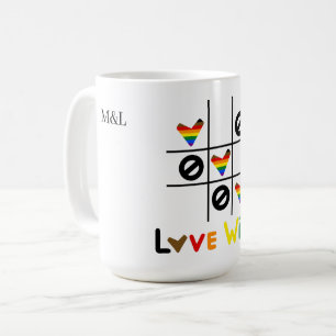 Café Caneca de Data e Nomes Personalizados Love Wins Ti
