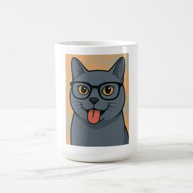 Café caneca de desenho animado, azul russo, caneca de g (Centro)