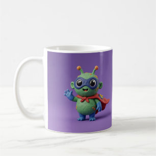 Café Caneca de desenho animado de argila de herói alien