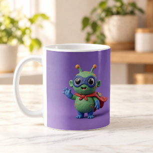 Café Caneca de desenho animado de argila de herói alien