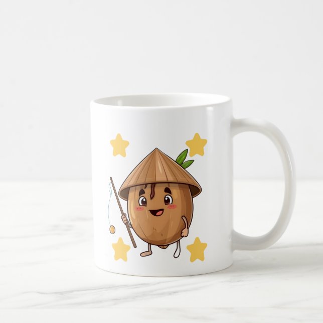 Café Caneca de desenho animado de coco de pesca fofo co (Direita)