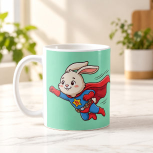 Café Caneca de desenho animado do Super Bunny Hero Voad