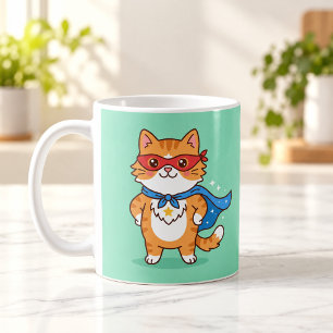 Café Caneca de desenho animado fofo do Super Gato Herói