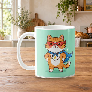 Café Caneca de desenho animado fofo do Super Gato Herói