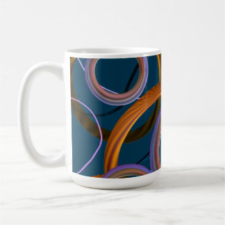 Café Caneca de Design Abstrato Azul e Laranja