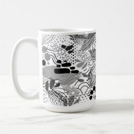 Café caneca de design abstrato preto, branco e gradient