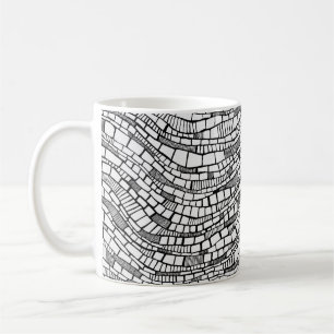 Café Caneca de Design de Tinta e Caneta Preto e Branco