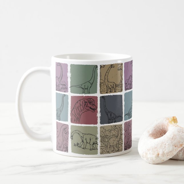 Café Caneca de Dinossauro Brachiosaurus Retro Vintage C (Com Donut)