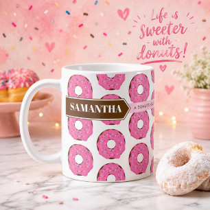 Café Caneca de Donut com Nome e Citação