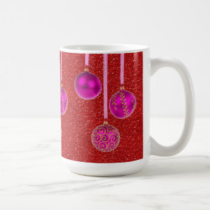 Café Caneca de enfeites de Natal alegre com brilho verm