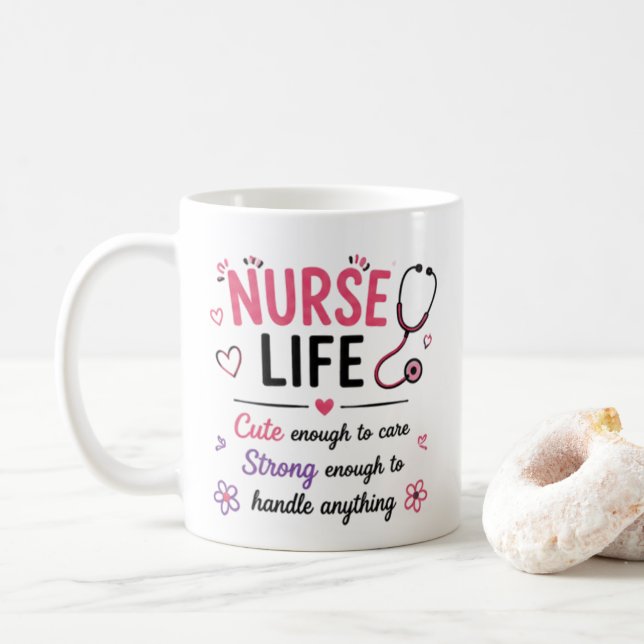 Café Caneca de Enfermeira Fofa Presente de Vida de Enfe (Com Donut)