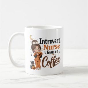 Café Caneca de Enfermeira Introvertida Funny Halloween