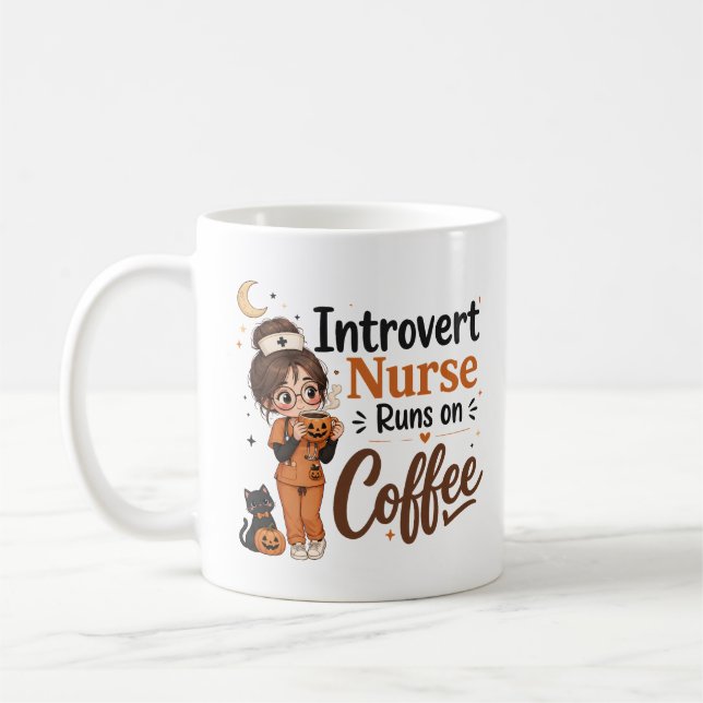 Café Caneca de Enfermeira Introvertida Funny Halloween  (Esquerda)