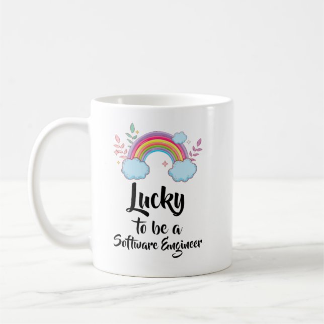 Café Caneca de Engenheiro de Software Sortudo (Esquerda)