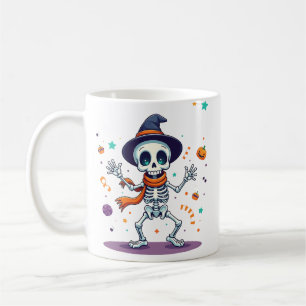 Café Caneca de esqueleto dançante de Halloween fofa