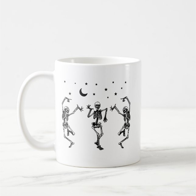 Café Caneca de Esqueletos Dançantes de Halloween (Esquerda)