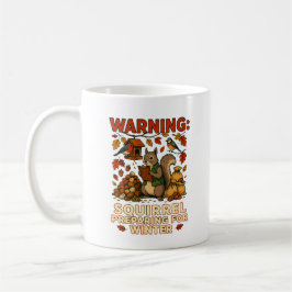 Café Caneca de Esquilo Avisando Preparação para o Inver