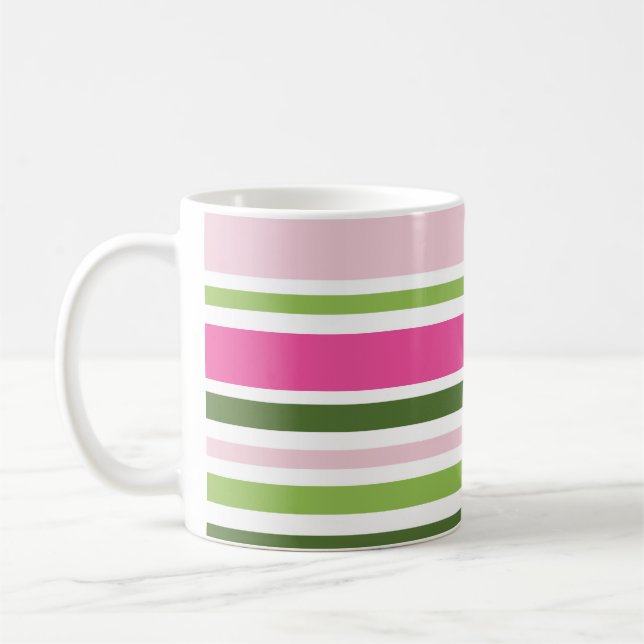 Café Caneca de faixa rosa e verde (Esquerda)