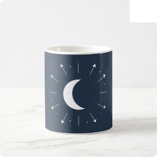 Café Caneca de Fase Lunar Celestial - Azul Marinho e Pr