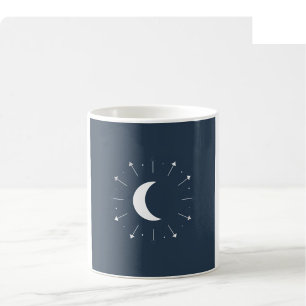 Café Caneca de Fase Lunar Celestial - Azul Marinho e Pr