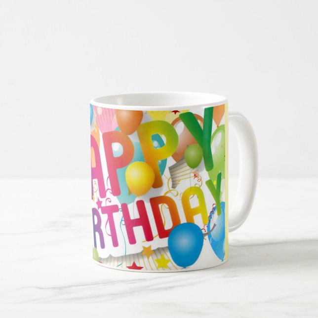 Café Caneca de Feliz Aniversário (Bold colorful birthday design!)