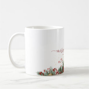 Café Caneca de Feliz Natal Com Borda Floral