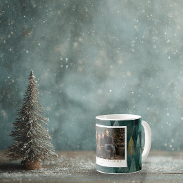 Café Caneca de Férias de Foto Árvores Verdes e Douradas