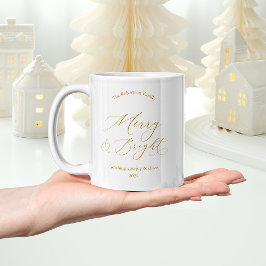 Café Caneca de Férias Elegante Dourada “Merry & Bright”